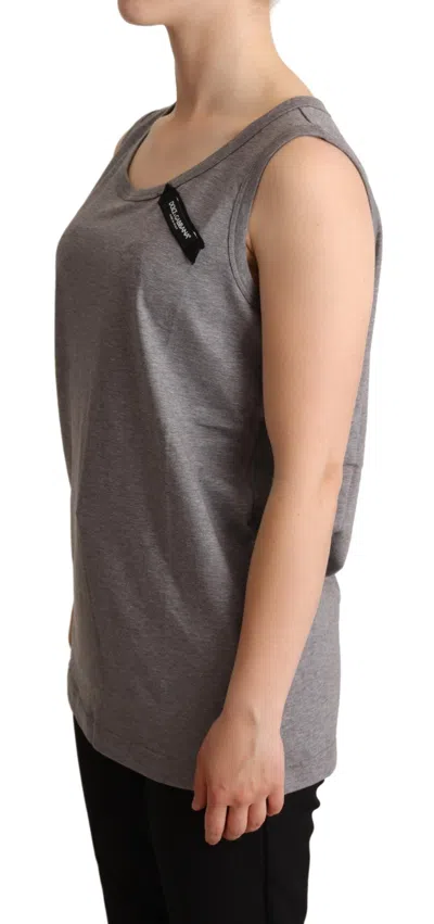 Dolce & Gabbana Gray Sleeveless Round Neck Tank Top T-shirt In Gray