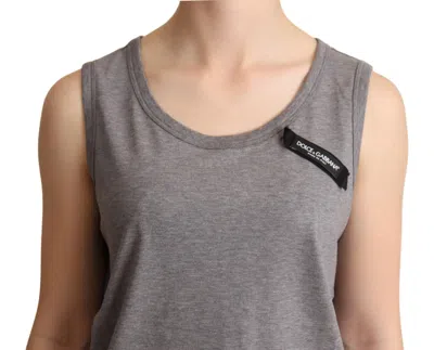 Dolce & Gabbana Gray Sleeveless Round Neck Tank Top T-shirt In Gray
