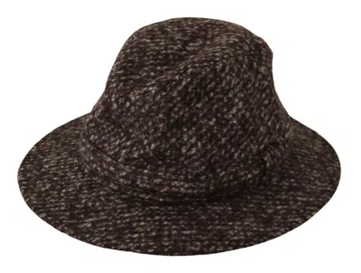 Dolce & Gabbana Gray Melange Blended Textured Tweed Hat In Brown