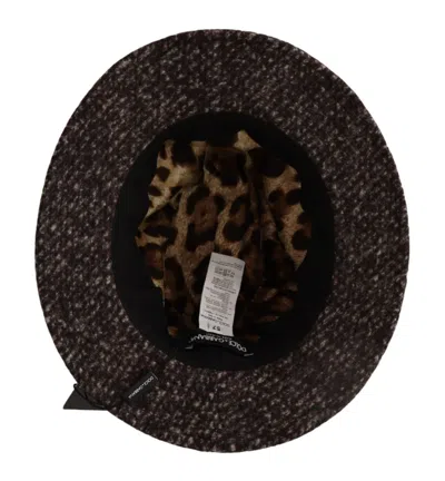Dolce & Gabbana Gray Melange Blended Textured Tweed Hat In Brown