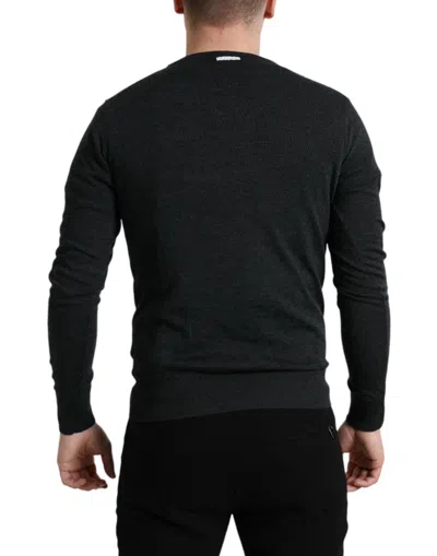 Dolce & Gabbana Dark Gray Wool Crew Neck Pullover Sweater In Black