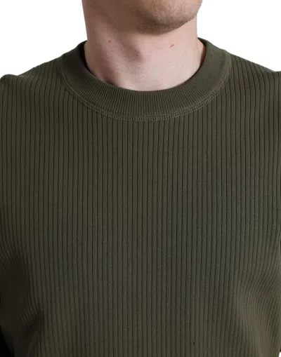 Dolce & Gabbana Green Viscose Crew Neck Men Pullover Sweater In Green
