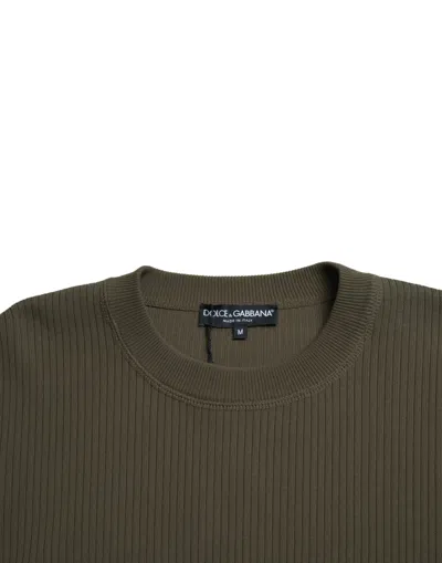 Dolce & Gabbana Green Viscose Crew Neck Men Pullover Sweater In Green