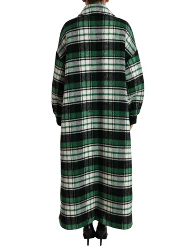Dolce & Gabbana Elegant Green Plaid Long Coat In Green