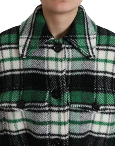 Dolce & Gabbana Elegant Green Plaid Long Coat In Green