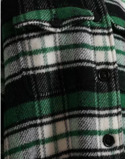 Dolce & Gabbana Elegant Green Plaid Long Coat In Green