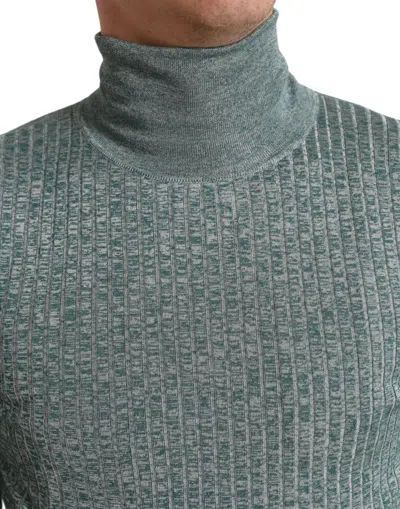 Dolce & Gabbana Green Polyester Turtleneck Pullover Sweater In Green