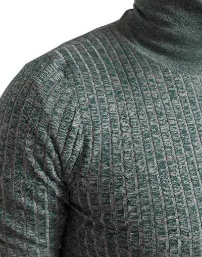 Dolce & Gabbana Green Polyester Turtleneck Pullover Sweater In Green