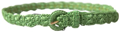 Dolce & Gabbana Green Viscose Weaved Skinny Waist Belt In Green