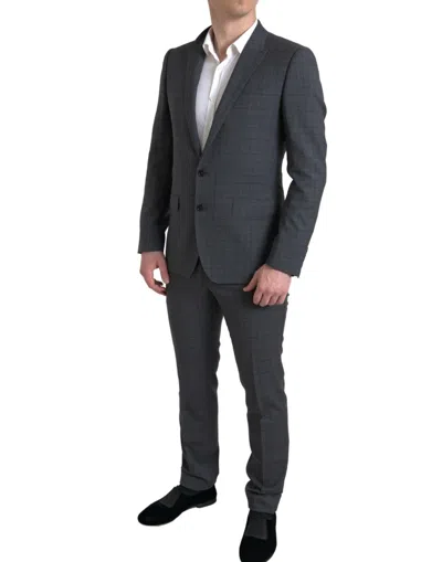 Dolce & Gabbana Elegant Grey Checkered Slim Fit Men's Suit In Gray