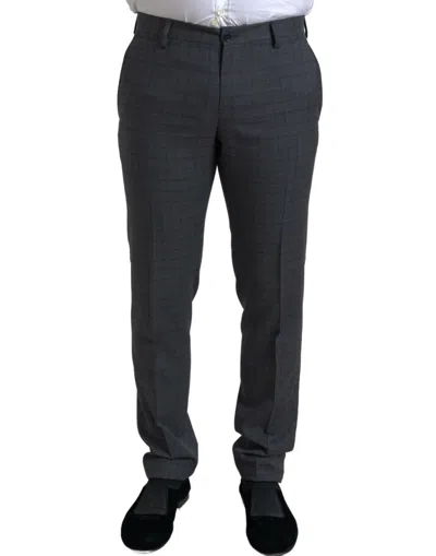 Dolce & Gabbana Elegant Grey Checkered Slim Fit Men's Suit In Gray