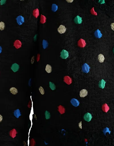 Dolce & Gabbana Black Polka Dot Ruffle Cotton Midi Dress In Black