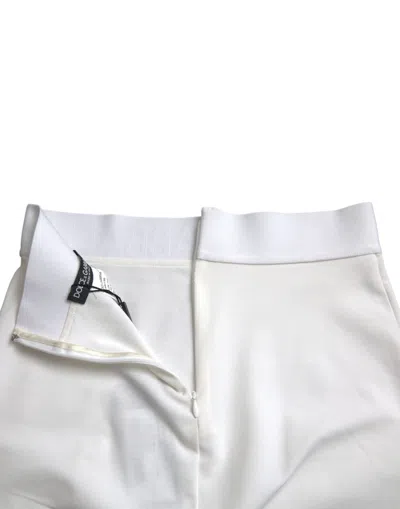 Dolce & Gabbana White Viscose High Waist Pencil Cut Mini Skirt In White