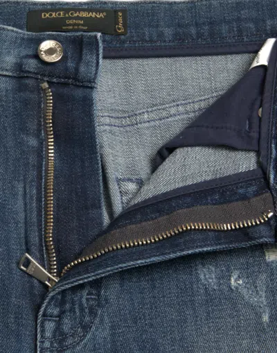 Dolce & Gabbana Dark Blue Distressed Grace Skinny Denim Jeans