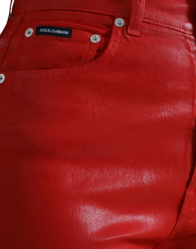Dolce & Gabbana Red Cotton High Waist Skinny Denim Jeans In Red