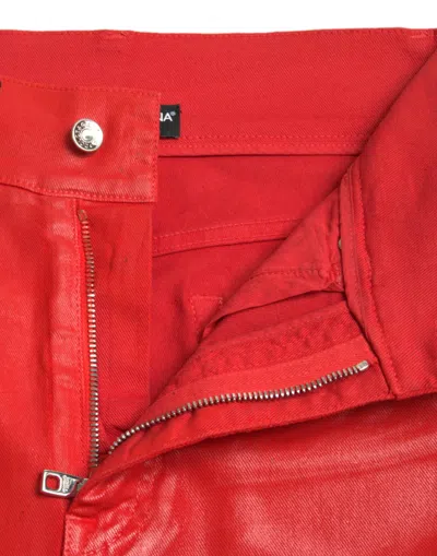 Dolce & Gabbana Red Cotton High Waist Skinny Denim Jeans In Red