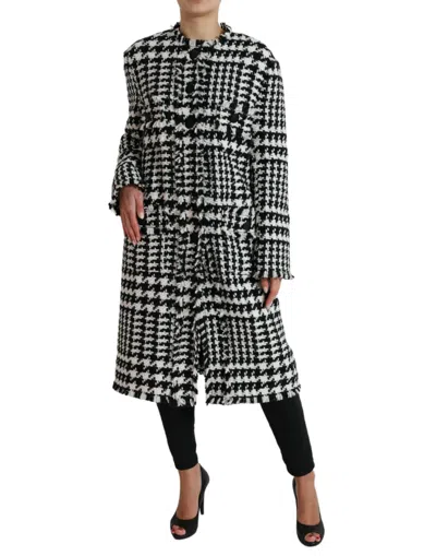 Dolce & Gabbana Houndstooth Coat In Black