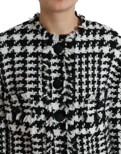 Dolce & Gabbana Houndstooth Coat In Black