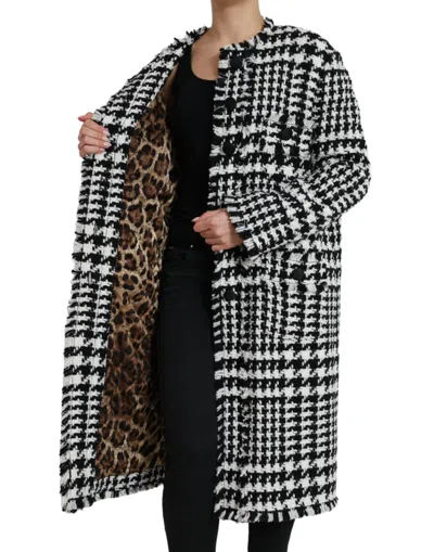 Dolce & Gabbana Houndstooth Coat In Black