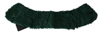 Dolce & Gabbana Green Fur Shoulder Collar Wrap Lambskin Scarf In Green