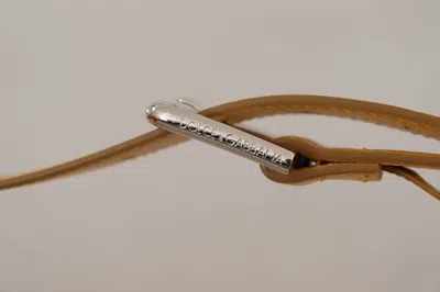 Dolce & Gabbana Yellow Leather Silver Tone Logo Metal Buckle Belt In Yellow