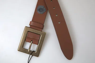 Dolce & Gabbana Brown Leather #dgfamly Square Buckle Belt In Brown