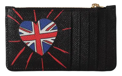 Dolce & Gabbana Elegant Leather Coin Wallet With Zip Women's Closure In Black