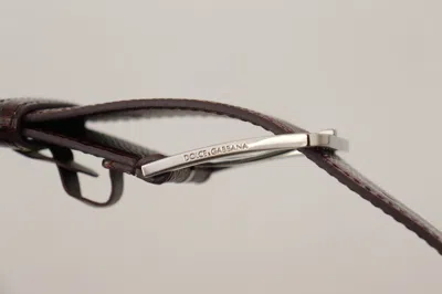 Dolce & Gabbana Maroon Calf Leather Wide Logo Engraved Buckle Belt In Burgundy