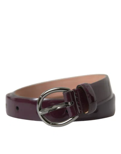 Dolce & Gabbana Maroon Leather Silver Metal Buckle Belt In Burgundy