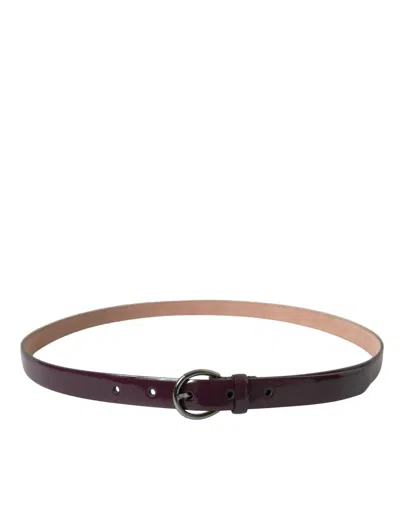 Dolce & Gabbana Maroon Leather Silver Metal Buckle Belt In Burgundy