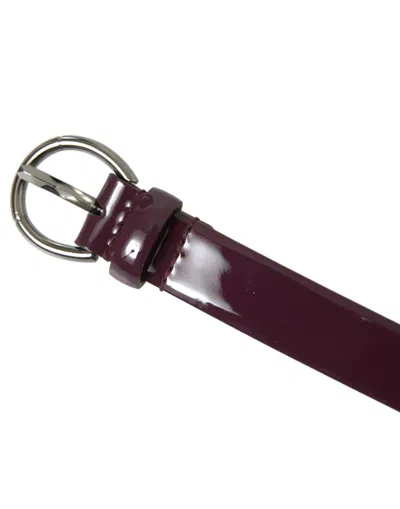 Dolce & Gabbana Maroon Leather Silver Metal Buckle Belt In Burgundy