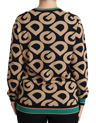 Dolce & Gabbana Multicolor Dg Mania Wool Crewneck Pullover Sweater In Multi