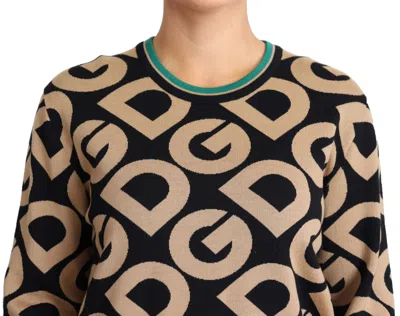 Dolce & Gabbana Multicolor Dg Mania Wool Crewneck Pullover Sweater In Multi