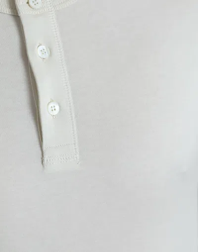 Dolce & Gabbana Off White Cotton Henley Pullover Sweater In White