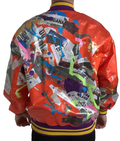 Dolce & Gabbana Orange Polyester Button Blouson Jacket In Red