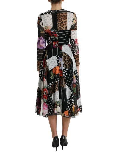 Dolce & Gabbana Multicolor Patchwork Floral Leopard Dress In Multi