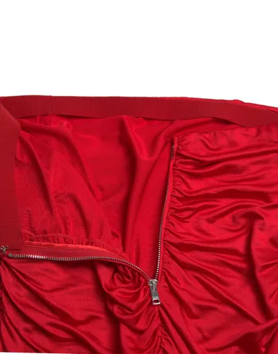 Dolce & Gabbana Red Viscose High Waist Fitted Pleated Skirt In Red