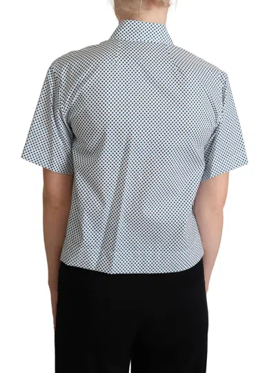 Dolce & Gabbana White Blue Polka Dot Cotton Shirt In Multi