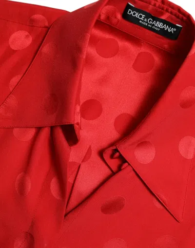 Dolce & Gabbana Red Polka Dot Sleeveless Collared Blouse Top In Red