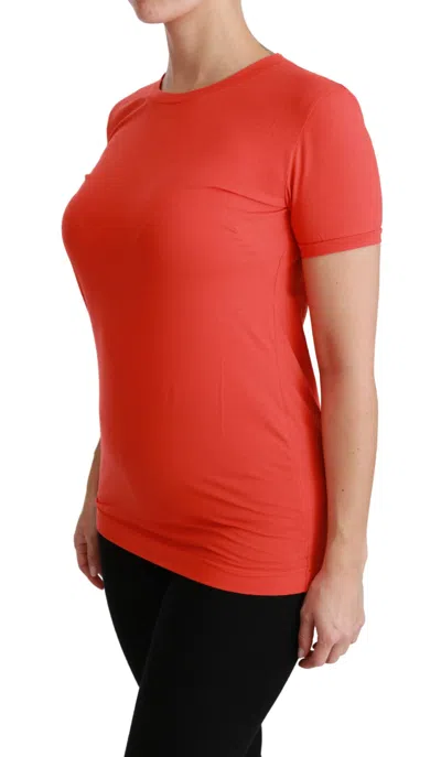 Dolce & Gabbana Red Crewneck Short Sleeve T-shirt Cotton Top In Red