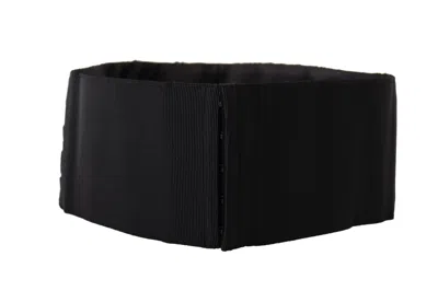 Dolce & Gabbana Black Silk Brass Crystal Embellished Waist Belt In Black