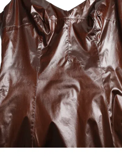 Dolce & Gabbana Brown Shiny Silk Sheath Sleeveless Bodycon Midi Dress In Brown