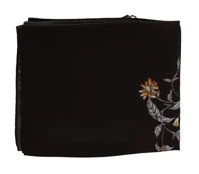 Dolce & Gabbana Brown 100% Silk Bird Print Wrap 80cm X 95cm Rrp Scarf In Black