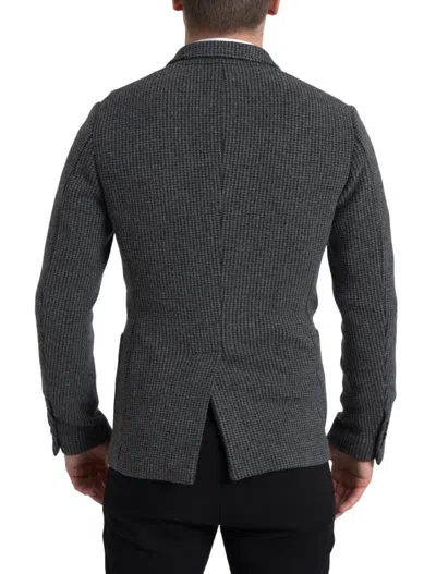 Dolce & Gabbana Gray Logo Embroidery Double Breasted Blazer In Gray