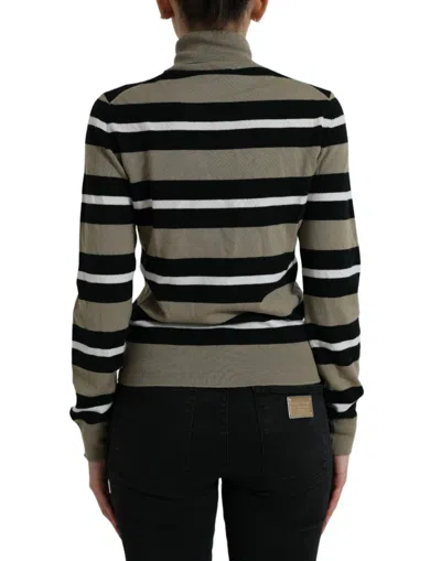 Dolce & Gabbana Multicolor Stripes Logo Turtle Neck Pullover Sweater