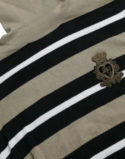 Dolce & Gabbana Multicolor Stripes Logo Turtle Neck Pullover Sweater