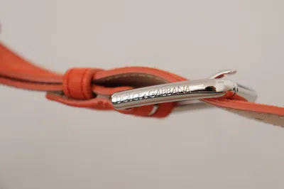 Dolce & Gabbana Orange Leather Suede Silver Logo Metal Buckle Belt In Orange