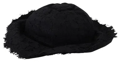 Dolce & Gabbana Black Cotton Wide Brim Shade Hat In Black