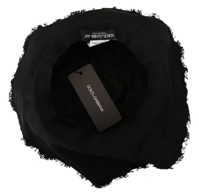 Dolce & Gabbana Black Cotton Wide Brim Shade Hat In Black