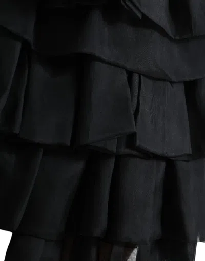 Dolce & Gabbana Black Tiered Aline High Waist Silk Mini Skirt In Black